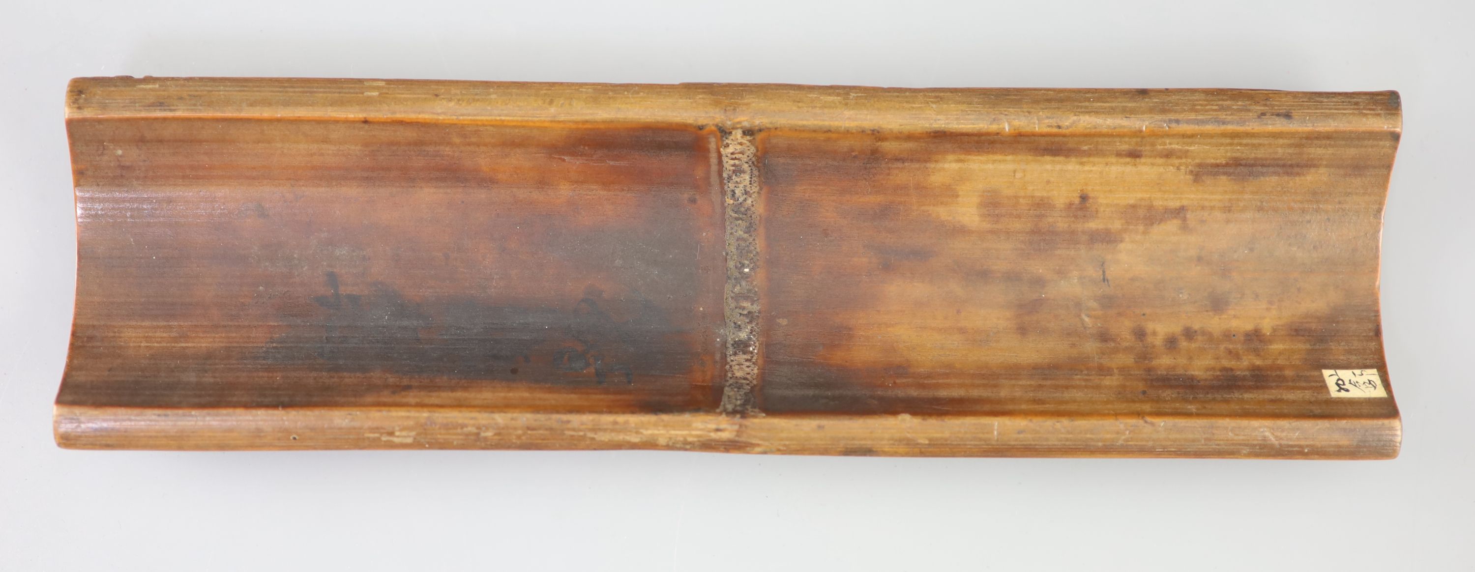 A Chinese bamboo bamboo sprig wrist rest, 18th century,